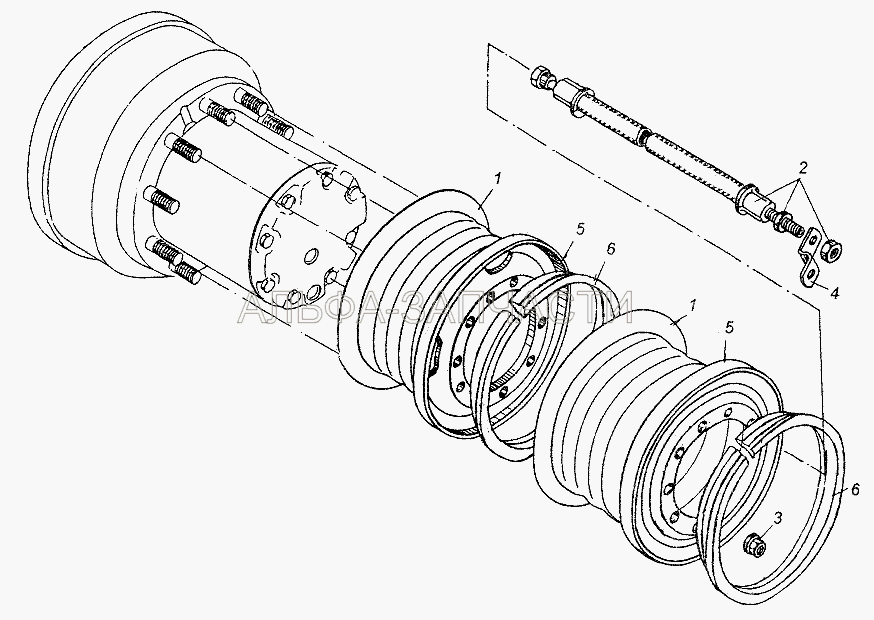 Крепление задних колес (8,5-20-3101027 Колесо бортовое) 